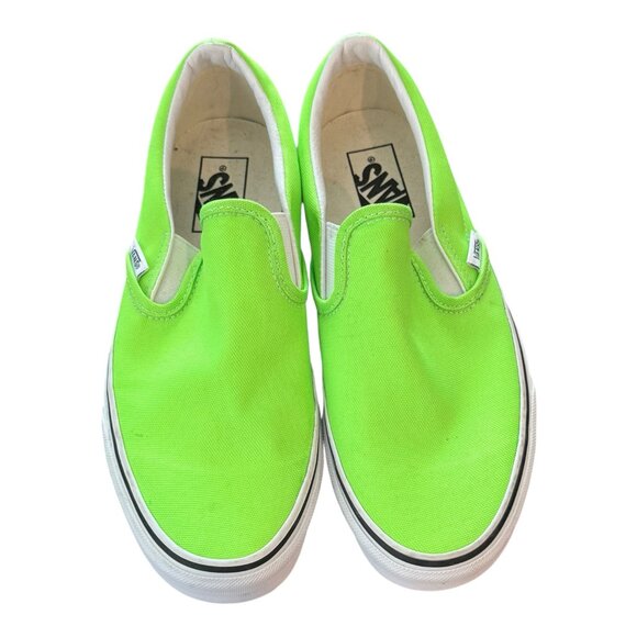 Shoes - Unisex Vans Slip On Neon Green Shoes Men’s 7 & Women’s 8.5